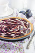 Homemade  tart with  cream cheese and plums