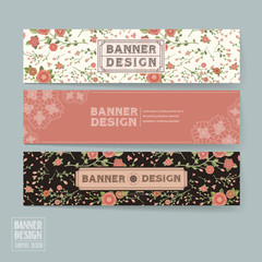 Wall Mural - graceful floral banner template design