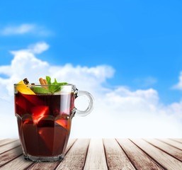 Poster - Wine. Hot red mulled wine isolated on white background with