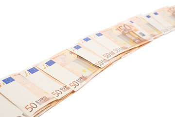 Poster - Line of fifty euro bank notes