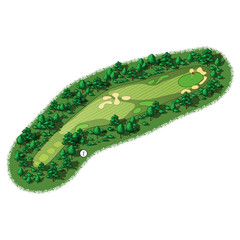 Wall Mural - Vector golf course hole aerial isometric view