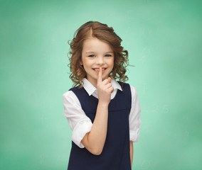 Poster - happy girl showing hush gesture