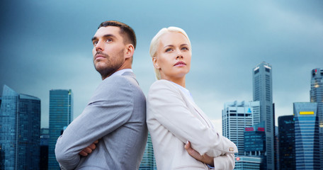 Canvas Print - businessman and businesswoman outdoors