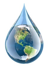 Water. 3D. Earth Droplet