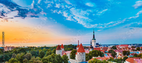 Fotografía Panorama Panoramic Scenic View Landscape Old City Town Tallinn I