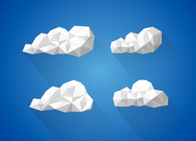 Low Poly Clouds Collection / Set With Long Shadow.