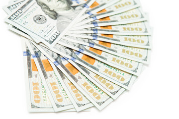 Wall Mural - dollars on white background