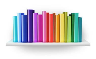 Wall Mural - Bookshelf with color hardcover books