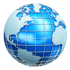 Poster - Blue metallic Earth globe