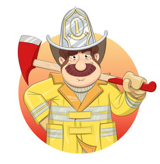 Wall Mural - Fireman in uniform with ax. Eps10 vector illustration.