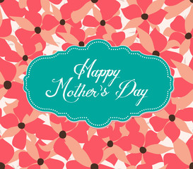 Wall Mural - happy mother day with flower label