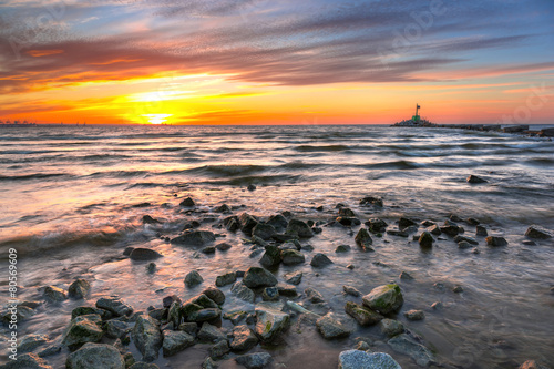 Naklejka na meble Sunset on the beach at Baltic Sea in Poland