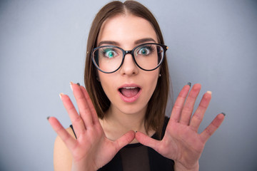 Canvas Print - Closeup portrait of a surprised woman