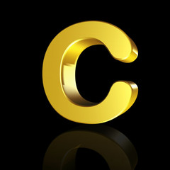 Canvas Print - Gold letter C in 3D