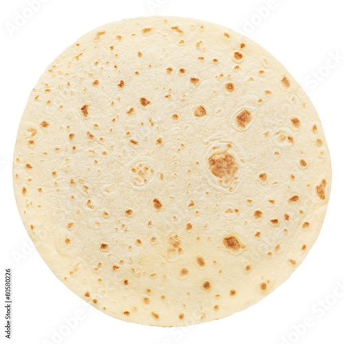 Fotografía Piadina, round italian tortilla on white, clipping path
