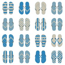 Pop Art Style Flip Flops In A Colorful Checkerboard Design.