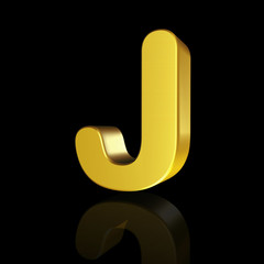 Wall Mural - Gold letter J in 3D