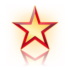Wall Mural - red five corner star with gold in the middle