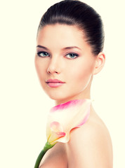 Wall Mural - Beautiful face of young pretty woman with healthy skin.