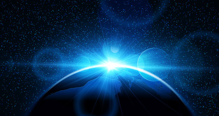 planet earth with sunrise. vector