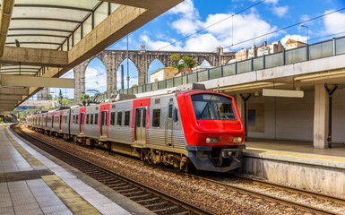 Poster - Regional train in Lisbon - Portugal