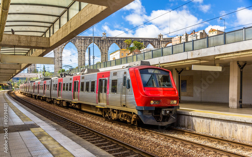 Obraz w ramie Regional train in Lisbon - Portugal