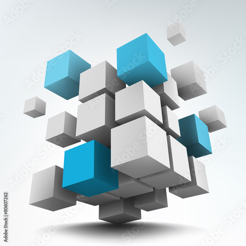 Vector illustration of 3d cubes Tableau sur Toile