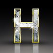 3d shiny diamond letter H