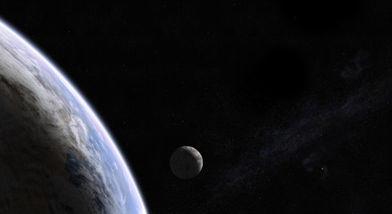 Wall Mural - rising moon in space