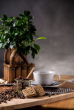 Fototapeta Kuchnia - Natural traditional coffee on wooden table