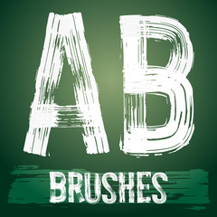 Grunge brush font for industrial themes. Letters A B