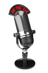 Leinwandbilder - Vintage silver microphone with On The Air Sign