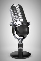 Leinwandbilder - Old Style Photo. Vintage silver microphone