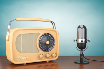 Wall Mural - Retro Radio and Vintage Microphone