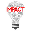 IMPACT bulb word cloud, business concept