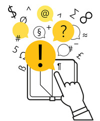 Aufkleber - Getting information concept. Simple line design illustration