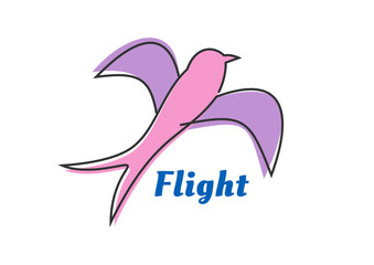 Sticker - Flying swallow or swift pink silhouette