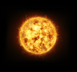 Wall Mural - Sun on black background