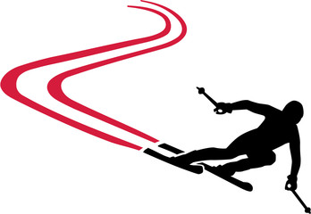 Wall Mural - Ski Run with Red Track