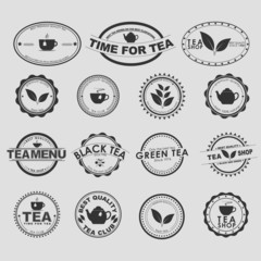 Wall Mural - Set of vintage tea logos