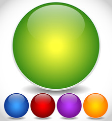 Poster - Colorful, Bright Circle Icons with Empty Space and Glossy Effect