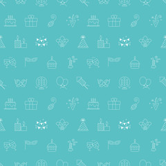 Canvas Print - Birthday line icon pattern set