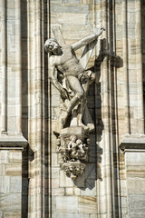 Canvas Print - Milan 2005 Expo capital Cathedral statue detail