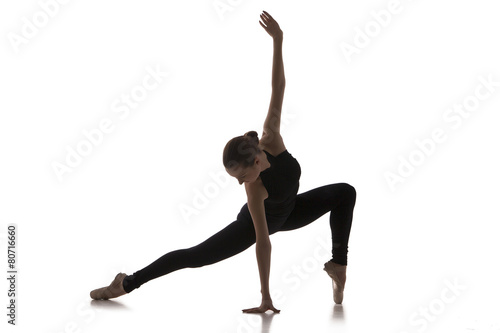 Fényképezés young modern ballet dancer isolated on white background