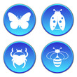 Insects round button flat icons set.