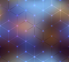 Abstract Cubes Pattern On Blurred Background.