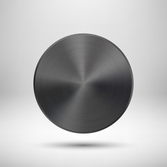 Wall Mural - black abstract circle button with metal texture