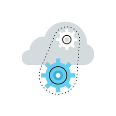 Aufkleber - Cloud computing flat line icon concept