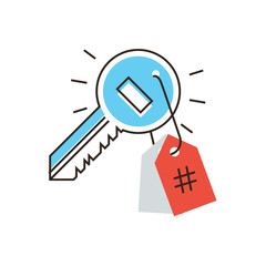 Aufkleber - Key with hashtag flat line icon concept
