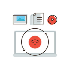 Aufkleber - Data synchronization flat line icon concept